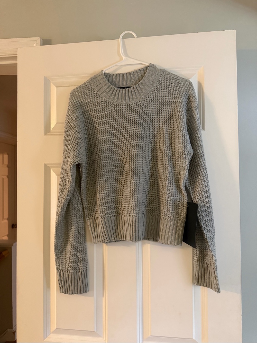 Lulu's Light Gray Waffle-Knit Crewneck Sweater